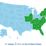 All the States I cycled through on the Grand Slam Plan! adventure including the East Coast Greenway.